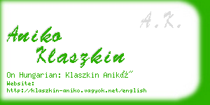 aniko klaszkin business card